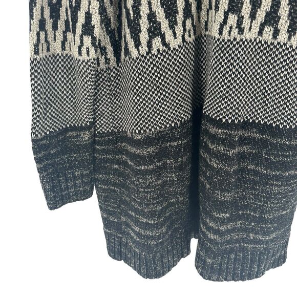 Lucky Brand Sweater Womens 1X Black Cardigan Wool Blend Open Front Long Boho - Picture 12 of 16